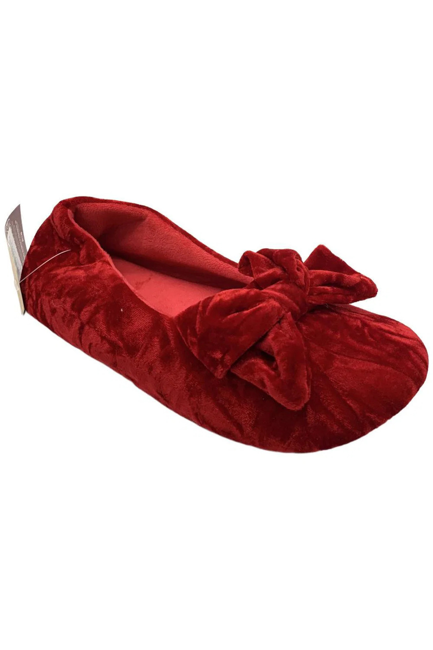 MUK LUKS Women's Crushed Velvet Ballerina Slipper Red - Regular